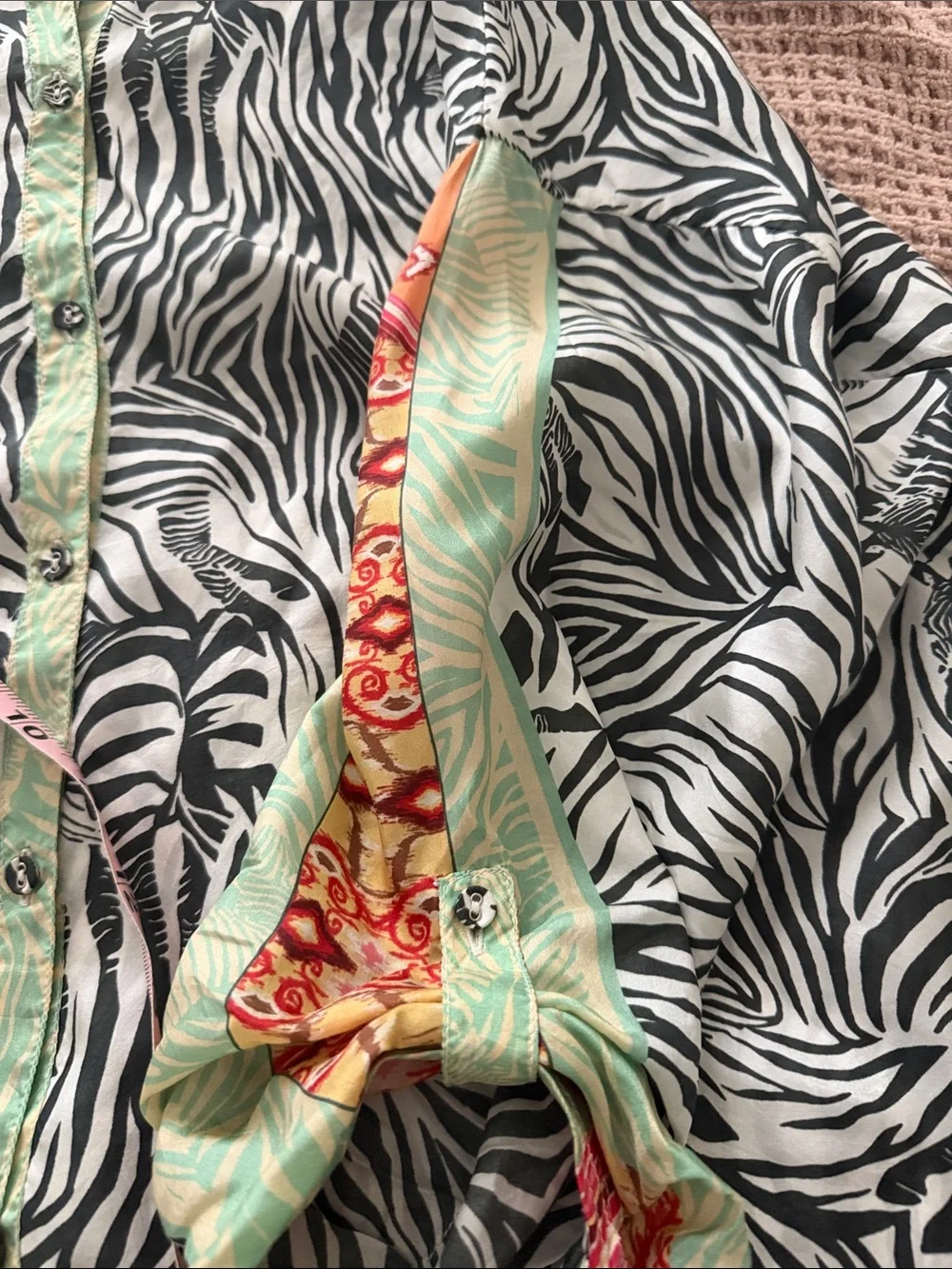 Johnny Was Zebra Print Button-Down Top - Picture 7 of 8